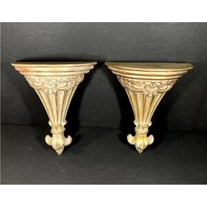 Hollywood Regency Elegant Gold Wall Sconce Set